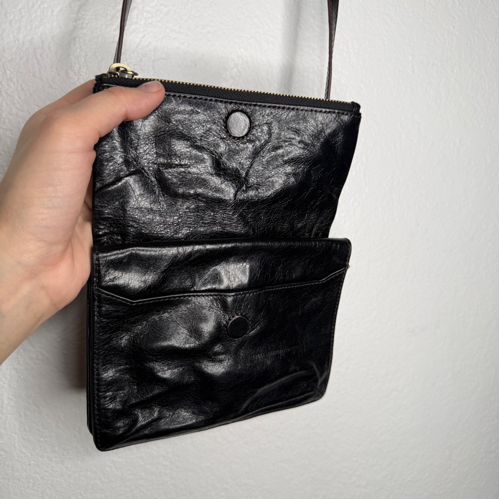 Hobo Glade Crossbody Black Leather Adjustable Strap Multi Pocket Bag - Picture 7 of 16